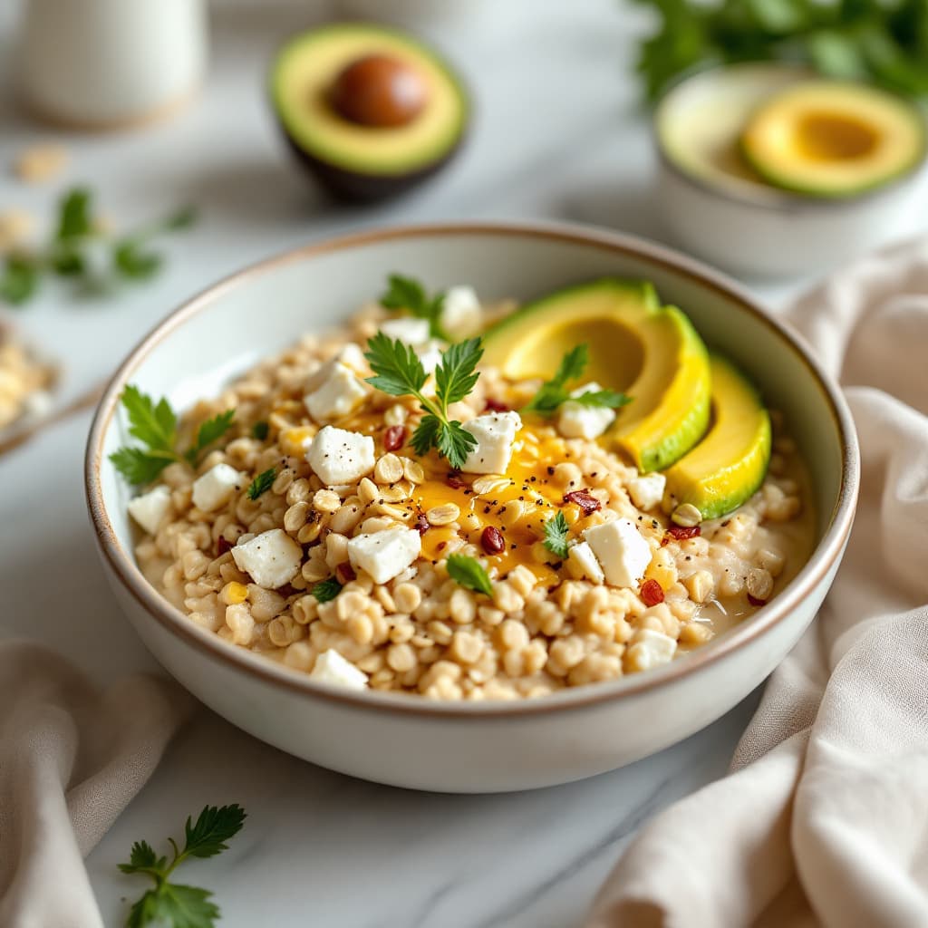 Porridge d'avena con formaggio feta
