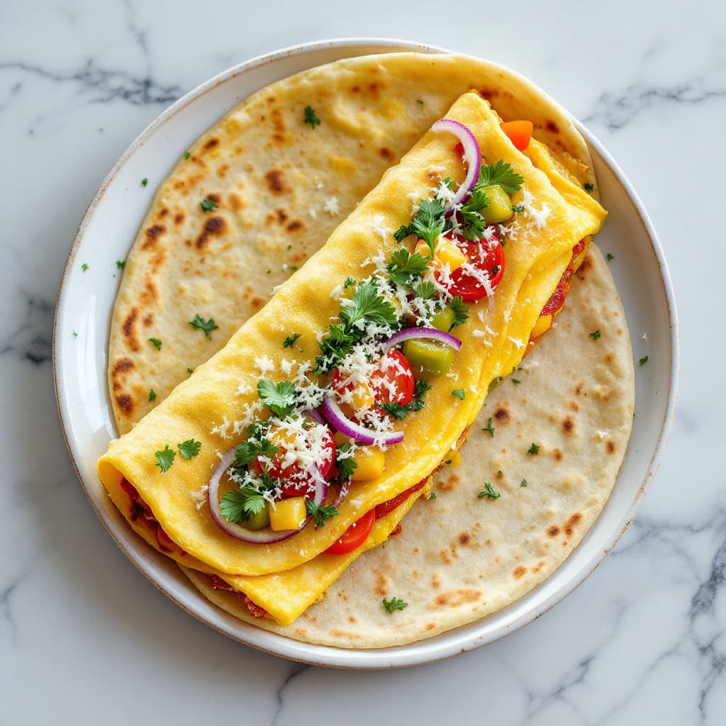 Tortilla con verduras en pan pita