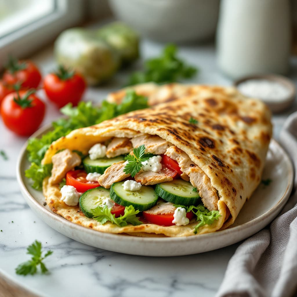 Piadina con pollo y verduras