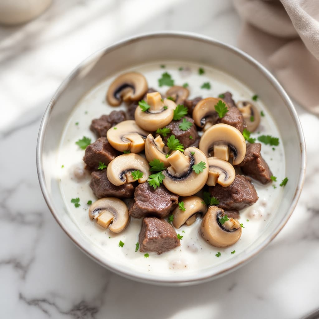 Beef with Mushrooms in Cream Sauce