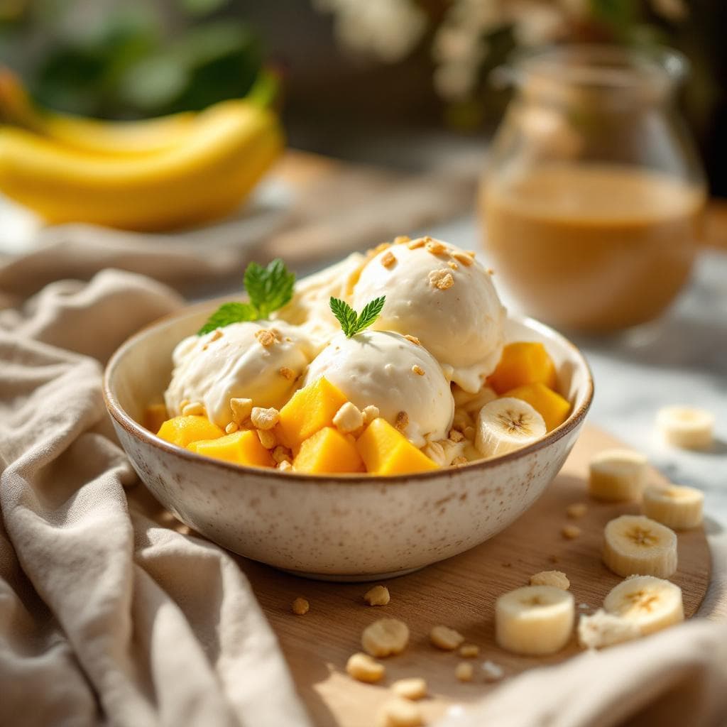Helado de plátano con proteínas